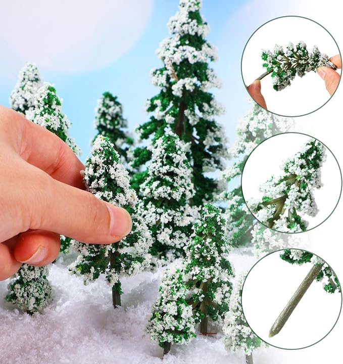 Skylety 35 Pieces Model Trees 6.3-1.2 Inch Mixed Miniature Trees Diorama - Image 3