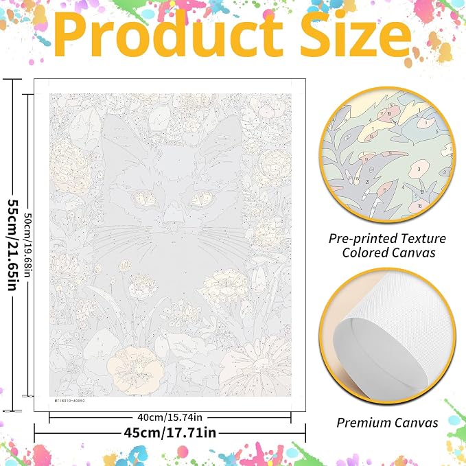 Cat Paint by Numbers for Adult, Cat Paint by Numbers Kit for Adults Beginners - Image 3
