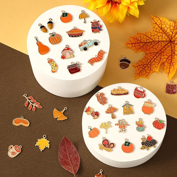 SANNIX 110Pcs/55 Pairs Fall Charms, Thanksgiving Charms - Image 3