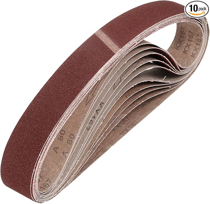 HARFINGTON 2 x 27 Inch Sanding Belts, 10 Pcs 80 Grits Aluminum Oxide Belt Sander Abrasive File Belt for Woodworking, Metal Polishing, Knife Sharpener