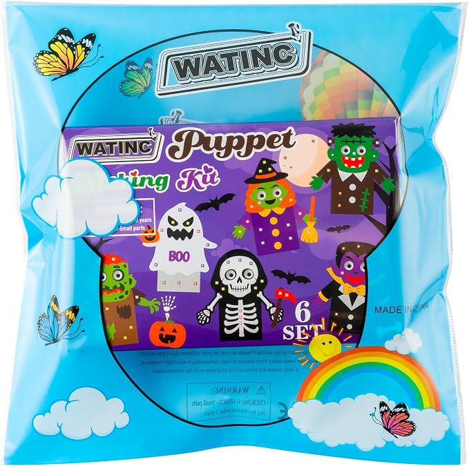 WATINC 6Pcs Halloween Hand Puppet Making Kit, Felt Sock Puppet Toys | Art Craft - Image 7