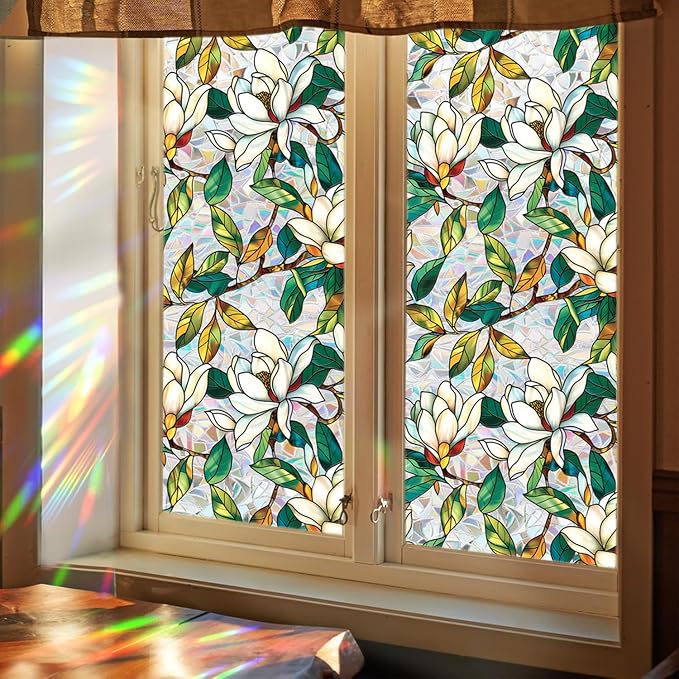 Floral Stained Glass Window Privacy Film, Retro Decorative Rainbow Window - Image 6