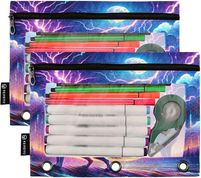 Wolf Howling in Moon Night Pencil Pouch - Image 2
