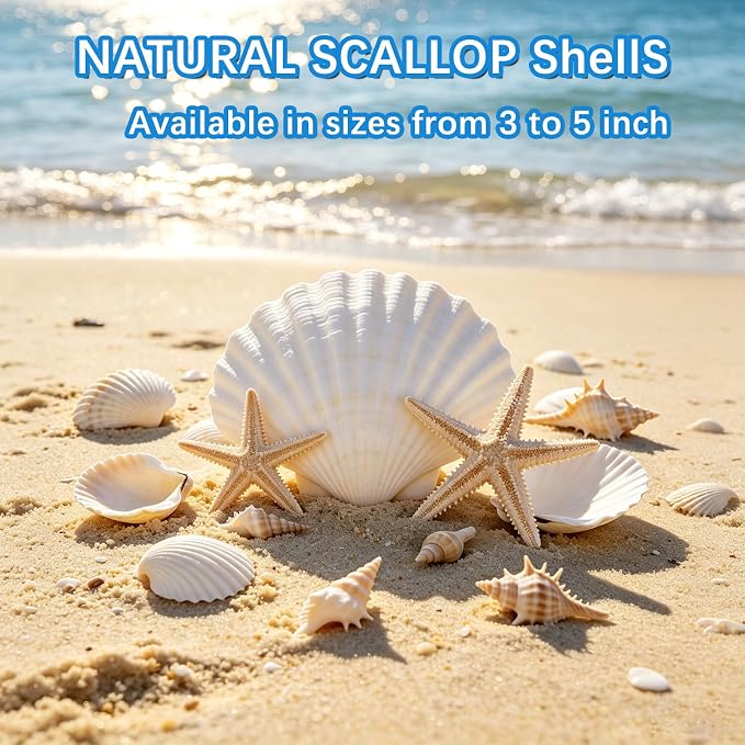 20PCS Large Natural Scallop Shells 4-5 Inch White - Image 7