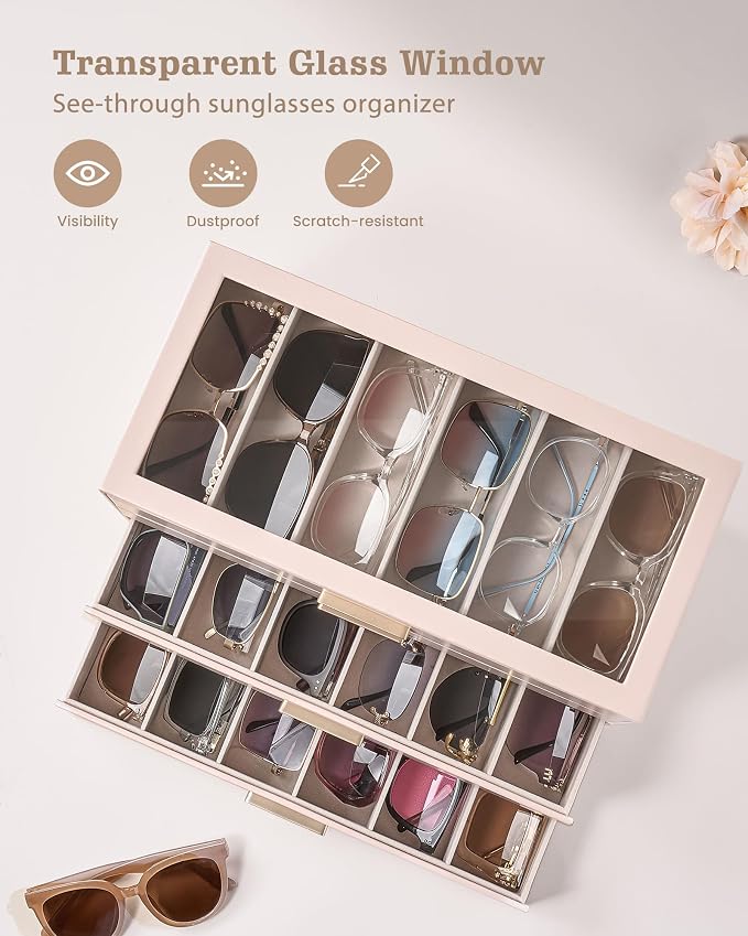 Lolalet Sunglasses Storage Box for Women, Eyewear Eye Glass Organizer - Image 5