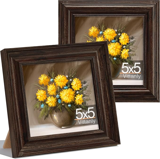 Vittanly 5x5 Picture Frames Set of 2, Ornate Vintage Photo Frame by Vittanly