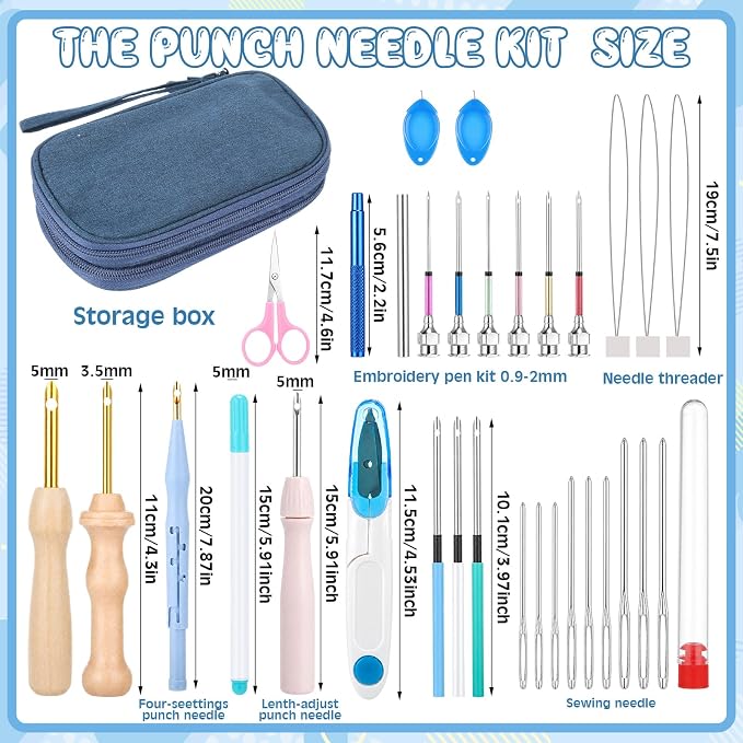 Riceshoot 48 Pcs Punch Needle Kit Adjustable Embroidery Tool Set - Image 2