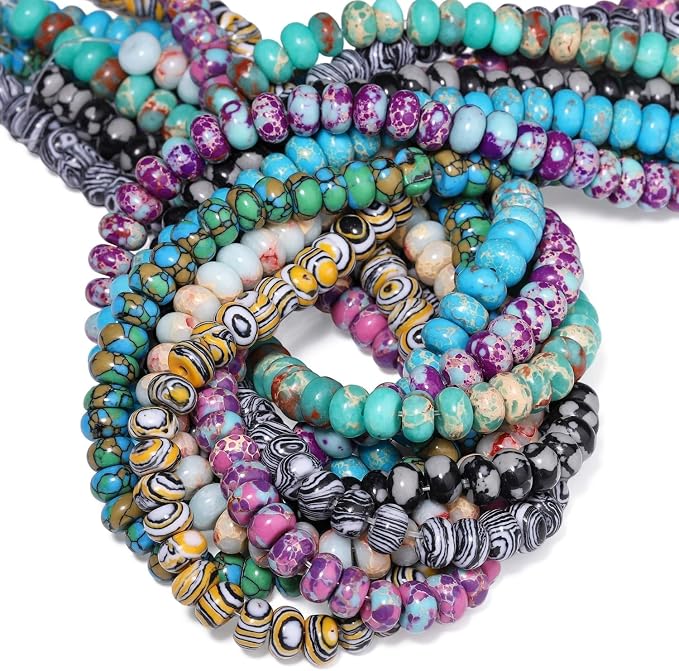 Songxi 5x8mm Natural Blue Purple Emperor Stone Rondelle Beads, Gemstone - Image 9