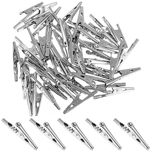 OBANGONG 50 Pcs Stainless Alligator Crocodile Test Clip Cable Lead Screw Probe Fixing,2 inch Length