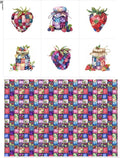 Patchwork Berry Jar Cotton Fabric Panel – 6 Designs + Bonus Sheet 29.5×19.6 inch by FabricsTown
