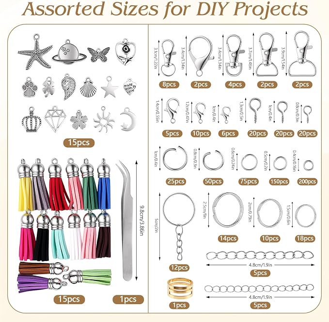 BESARME 695PCS Keychain Making Kit Metal Key Chain Supplies - Image 2