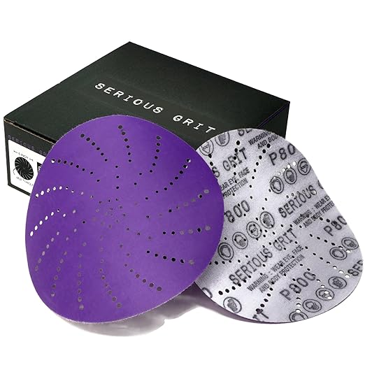 6-Inch 800 Grit Ceramic Multi-Hole Hook & Loop Sanding Discs - Advanced Grain for Fast Cutting & Long Life - Film-Backed Universal Fit Sandpaper for 6-in Sanders - 50 Pack Box