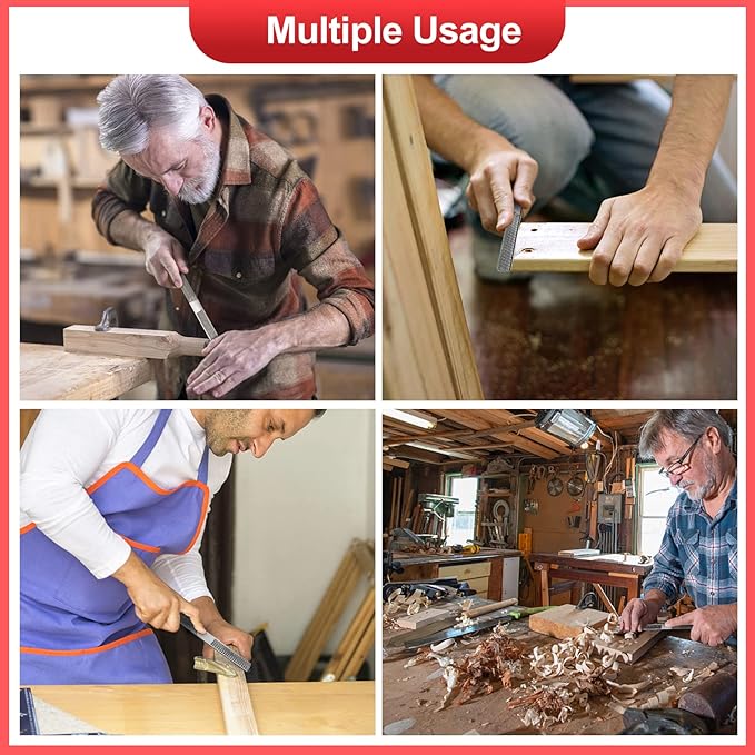 Adjustable Spokeshave Set 2pcs SpokeShave 4pcs Metal Blade and 4-Way Wood Rasp File, Manual Planer with Flat Base, Perfect for Planing, Trimming, Woodworking, Deburring Tools