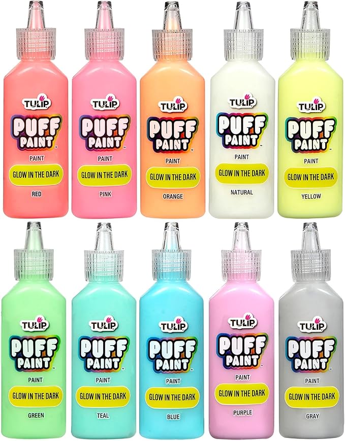 Tulip Puff Paint Glow in the Dark Colors 10-pack, Nontoxic & Waterproof Craft - Image 3