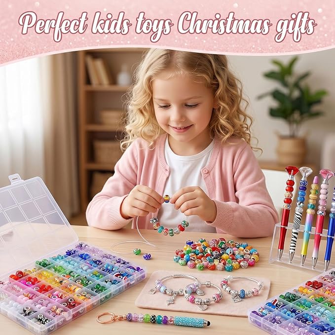 Aipridy European Large Hole Beads, Colorful Glass Charm Beads Set - Image 6