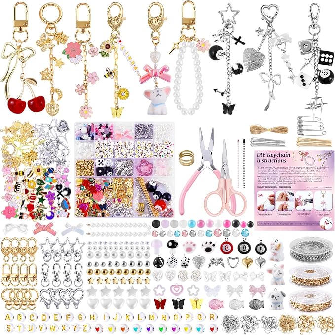 Wurosi 945 Pcs Bag Charm Kit, Charms Lip Gloss Keychain Making Kit, Beaded by Unknown