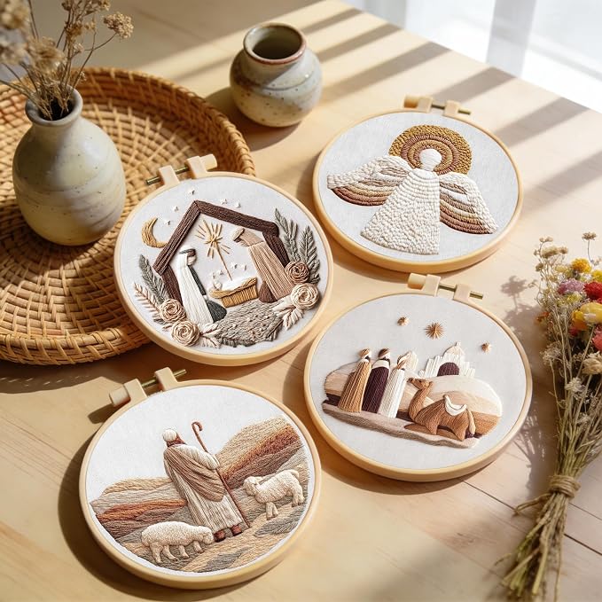 Santune Christian Embroidery kit, Nativity Scene Needlepoint Cross Stitch Kits - Image 3