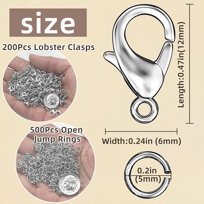 700Pcs Lobster Claw Clasps and Open Jump Rings Set, Lobster Clasps - Image 2