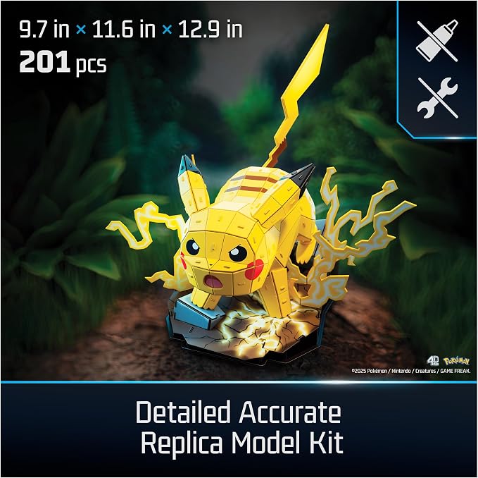 4D Build Pokémon Pikachu 3D Puzzle Model Kit, Desk Décor, Shelf Display - Image 2