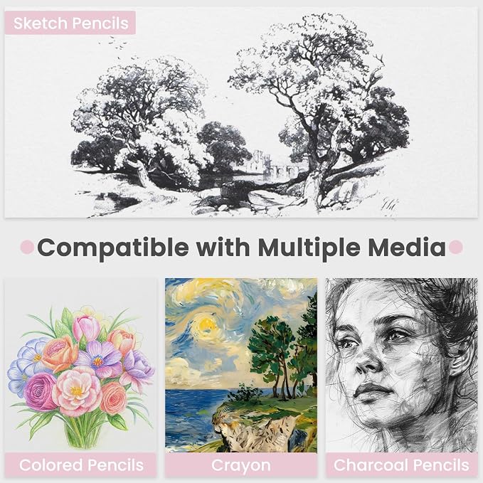 9"x12" Sketchbook Pink, 1 Pack-100 Sheets Cute Sketchbook - Image 5