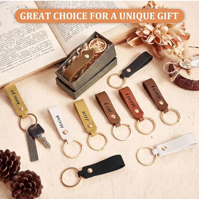 Wavyknot 15 Pcs PU Leather Keychain Blanks Bulk Laser Engraving Blanks Keychain - Image 4