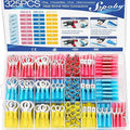 325PCS Marine Grade Heat Shrink Wire Connectors - Sopoby Electrical Connectors Kit of Tinned Red Copper, AWG 22-10 Waterproof Crimp connectors terminals Insulated Ring Fork Spade Butt Splices