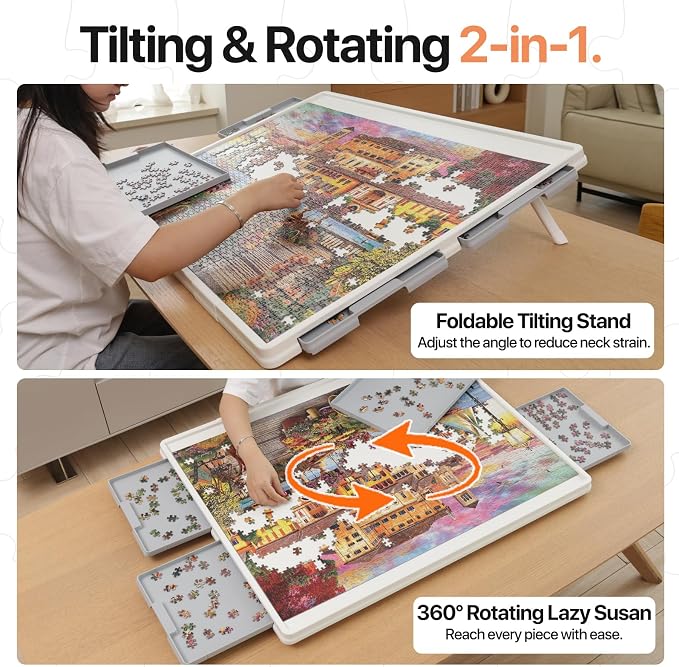 WELGEE 1500 Pieces 2-in-1 Tilting & Rotating Puzzle Board - Image 3