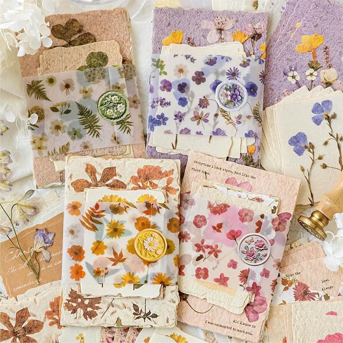 120 Pcs Floral Textured Scrapbook Paper Junk Journal Supplies Stationery | 4 - Image 9