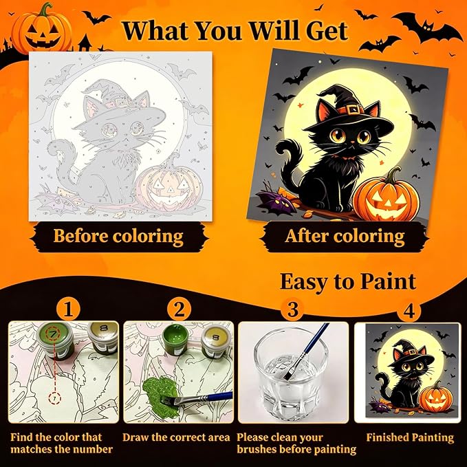 Arttoplus 4 Pack Halloween Paint by Numbers Kit - Image 4