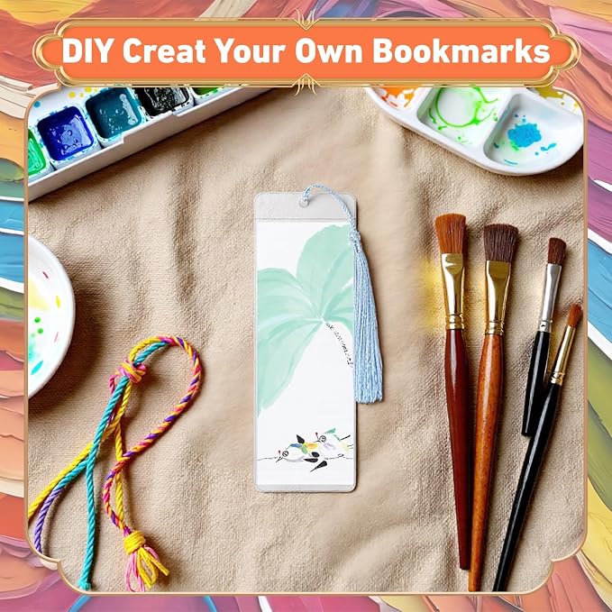 80 Pack Paper Bookmarks with Sleeves & Tassels, Blank White Cardstock Bookmarks - Image 6
