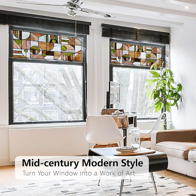 Faux Stained Glass Effect Window Privacy Film, Original Double-Sided Hand-Drawn - Image 5