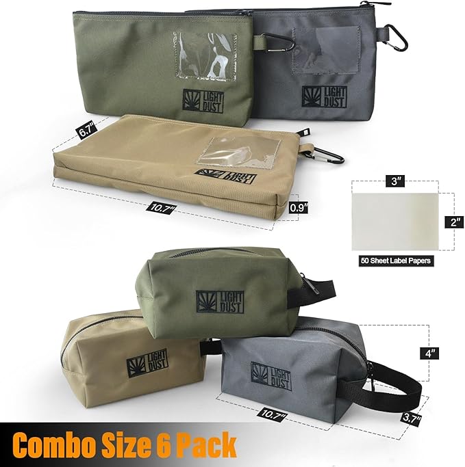 LIGHT DUST Tool Bags with Zipper, 6 Pack Combo Size Small Accessory Pouches Backpack Toolbag Organizers, Heavy Duty Hanging Storage Organization for Men Screwdrivers Sockets Wrenches Bits Garage RV