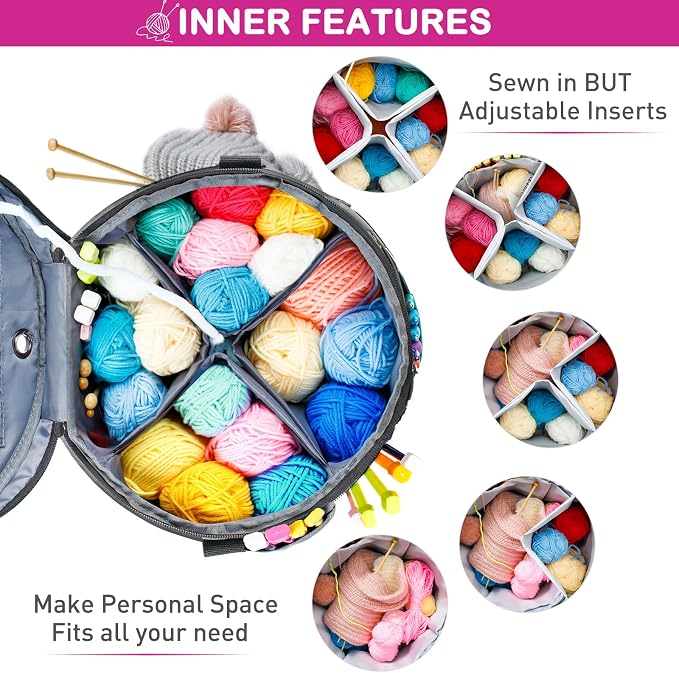 MYBAGZING Expandable Yarn Storage Organizer, Crochet Bag & Yarn Tote - Image 3