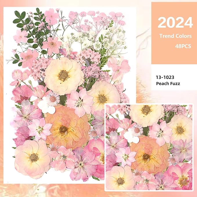 AHTONG 14 Types Pink Dried Pressed Flowers - Image 3