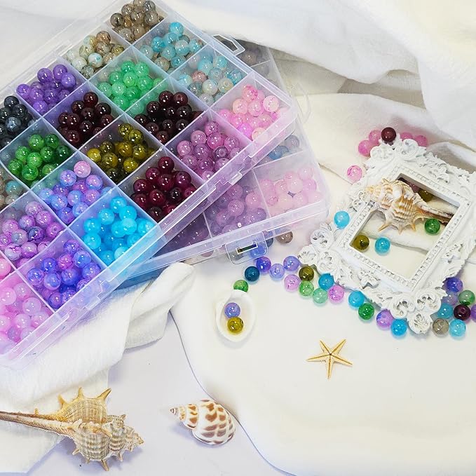 1200PCS 8mm Glass Beads Bracelet Making Kit, 24 Colors Crystal Beads - Image 3