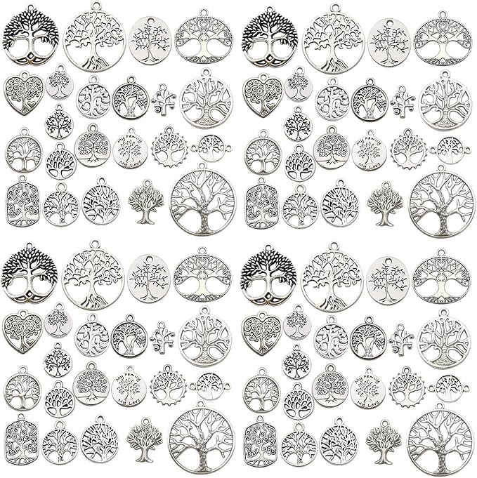 WOCRAFT 120pcs Antique Silver Tree Of Life Charma by WOCRAFT