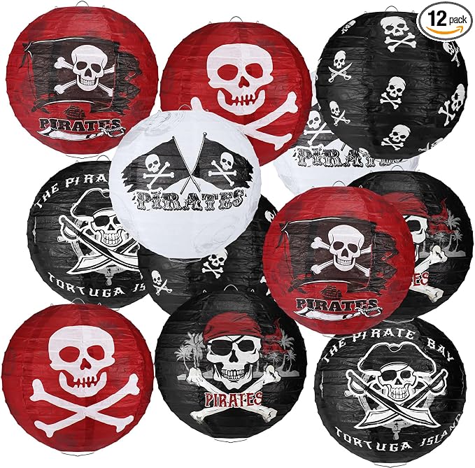 Panelee 12 Pcs Pirate Theme Paper Lanterns Birthday Party Decorations 8 Inch by Panelee
