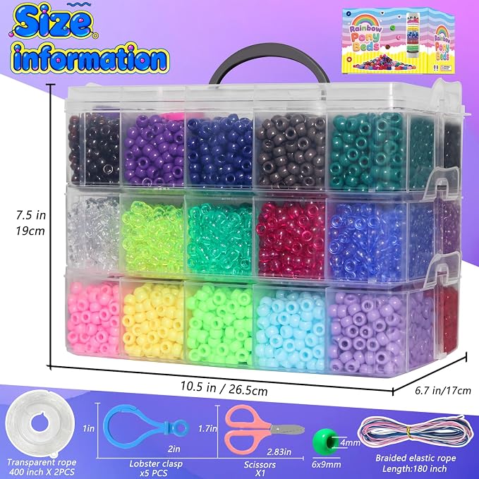 JULIMAIDONG 11000Pcs Pony Beads, Beads - Image 2