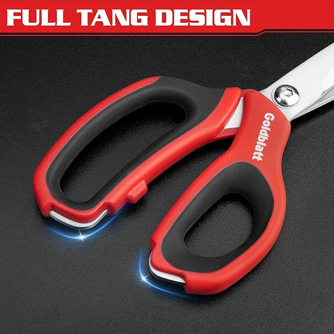 Goldblatt 2PCS Scissors Heavy Duty, 8-inch and 10-inch Multipurpose Scissors, Stainless Steel Blade, Comfortable Handle, Shop Scissors Easy Cutting Cardboard, Leather, Fabric