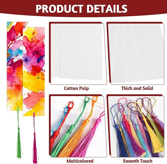 LOTMER 200 Pcs Watercolor Paper Blank Bookmarks - Image 3