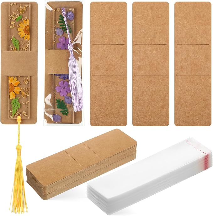 Honoson 200 Set Bookmark Holders Gift Set Kraft Paper Bookmark Sleeves by Honoson