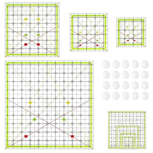 Aixoom Quilting Ruler Set, Square Quilting Templates 3.5/4.5/6.5/10.5" | by Aixoom