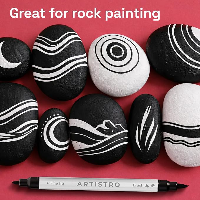 ARTISTRO 12 Black Acrylic Paint Markers - Image 7