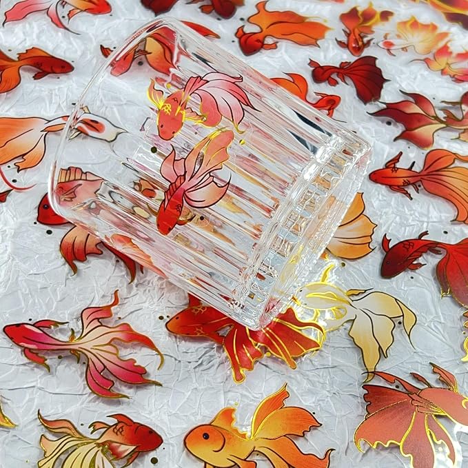 50PCS Gold Stamp Stickers Goldfish Aesthetic PET Travel Journal Decal - Image 4