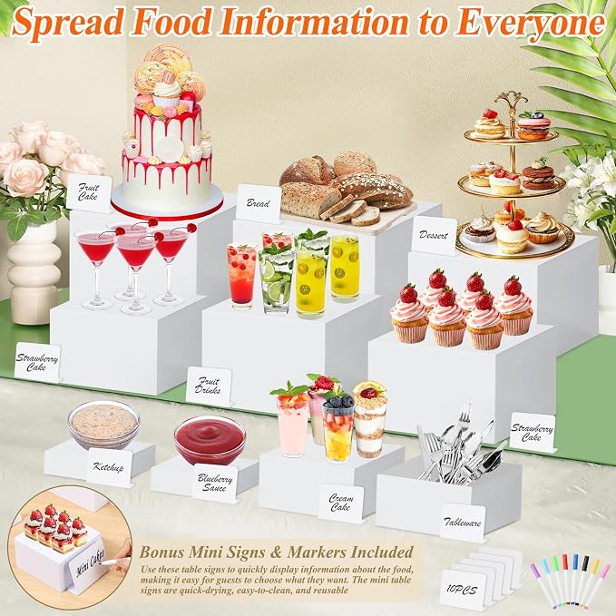 10 Pcs White Acrylic Buffet Risers - Image 7