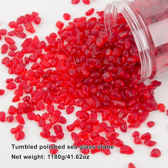 Sea Glass Stones for Crafts About 2.75LB Red Glass Pebbles Gemstones Bulk for - Image 4