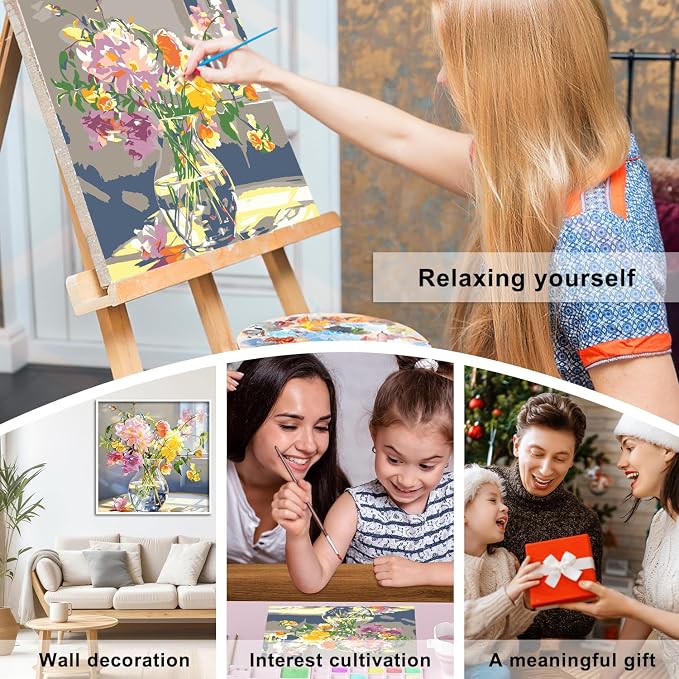 PHANTASYART Flowers Paint by Numbers Kit - Image 8