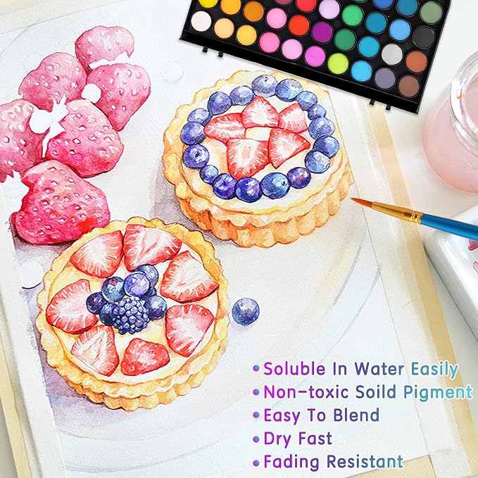 48 Colors Washable Watercolor Paint Set, - Image 6