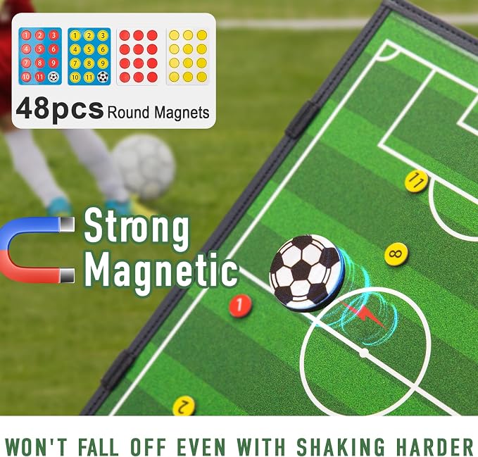 WISYOK Leather Covered Magnetic Soccer Lineup Board, Foldable and Portable - Image 5