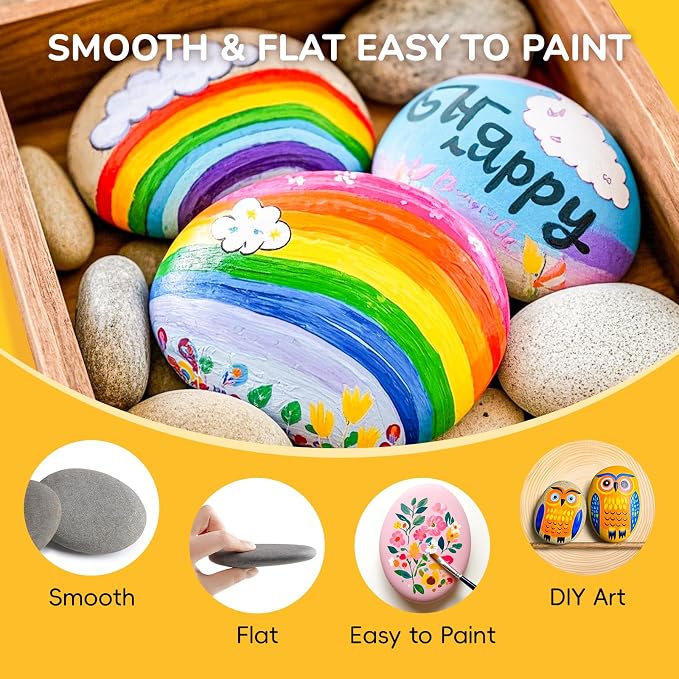 Simetufy 25 Pcs Large Rocks for Painting, 4-5 Inch River Rocks Painting Stones - Image 4